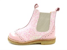 Angulus ancle boot rosa/beige glitter with hole pattern
